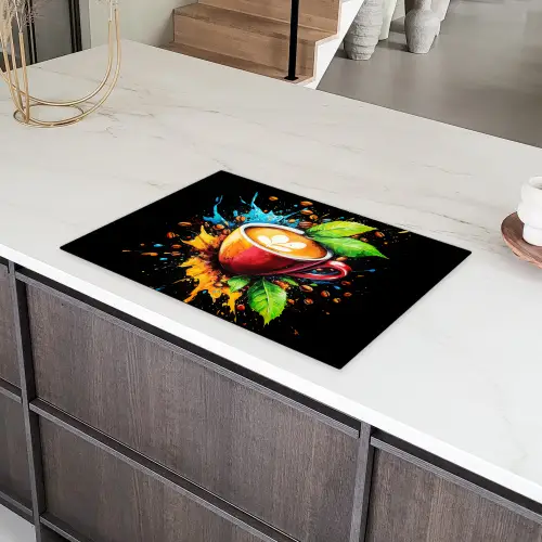 Koffie - Graffiti - Drinken - Abstract Inductie beschermer vinyl 3mm klein -sfeer8