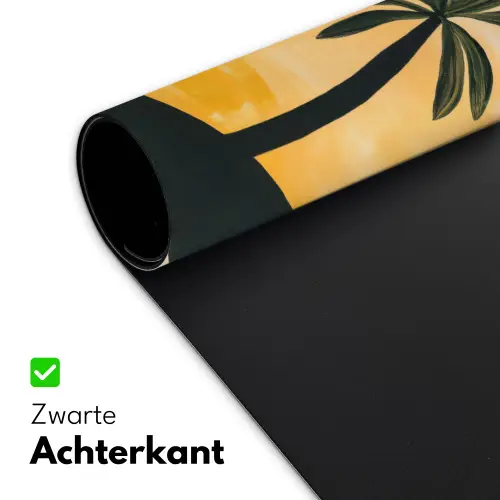 Illustratie - Palmboom - Zon - Heuvels Muismat XXL klein -sfeer2