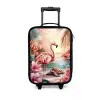 Flamingo en schildpad op een roze strand. Kinderkoffer - Zwart klein -3d