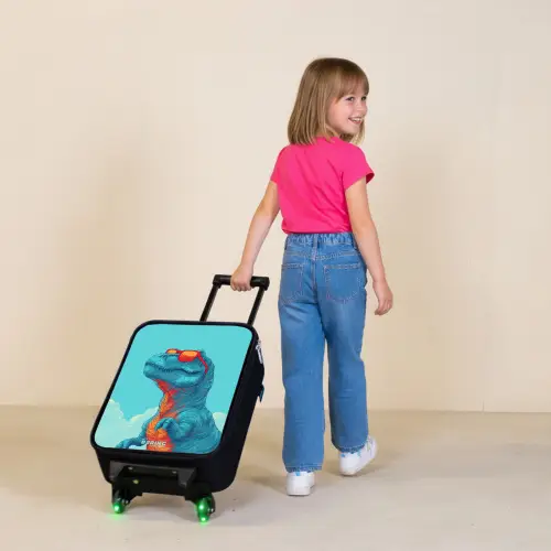 Dino met zonnebril Kinderkoffer - Zwart klein -sfeer1