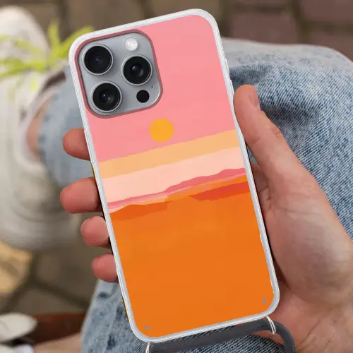 Zon - Abstract - Landschap - Oranje Hoesje iPhone 16 Pro Max met koord klein -sfeer3