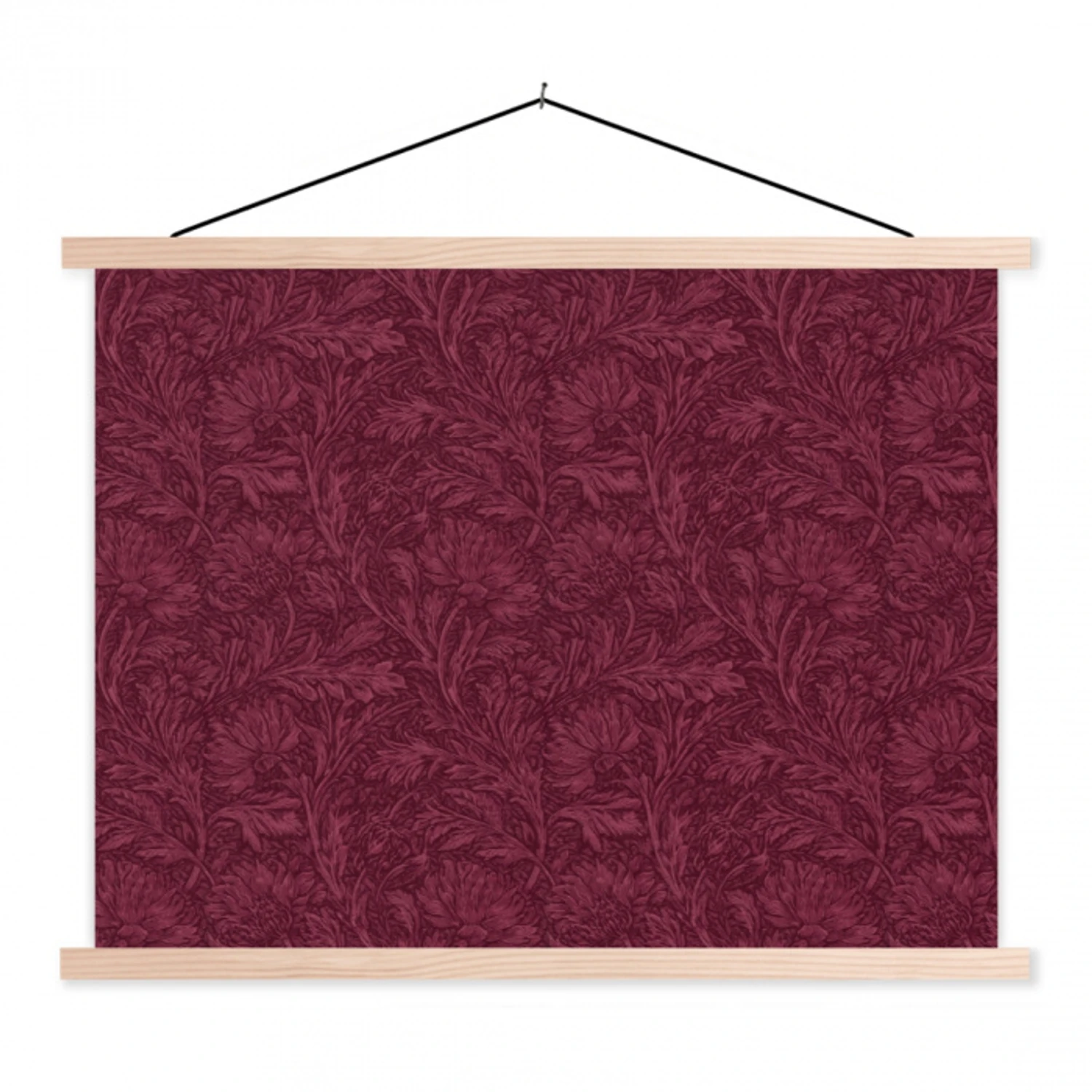 Bladeren - Patroon - Paars textielposter latten blank klein 122 -3d