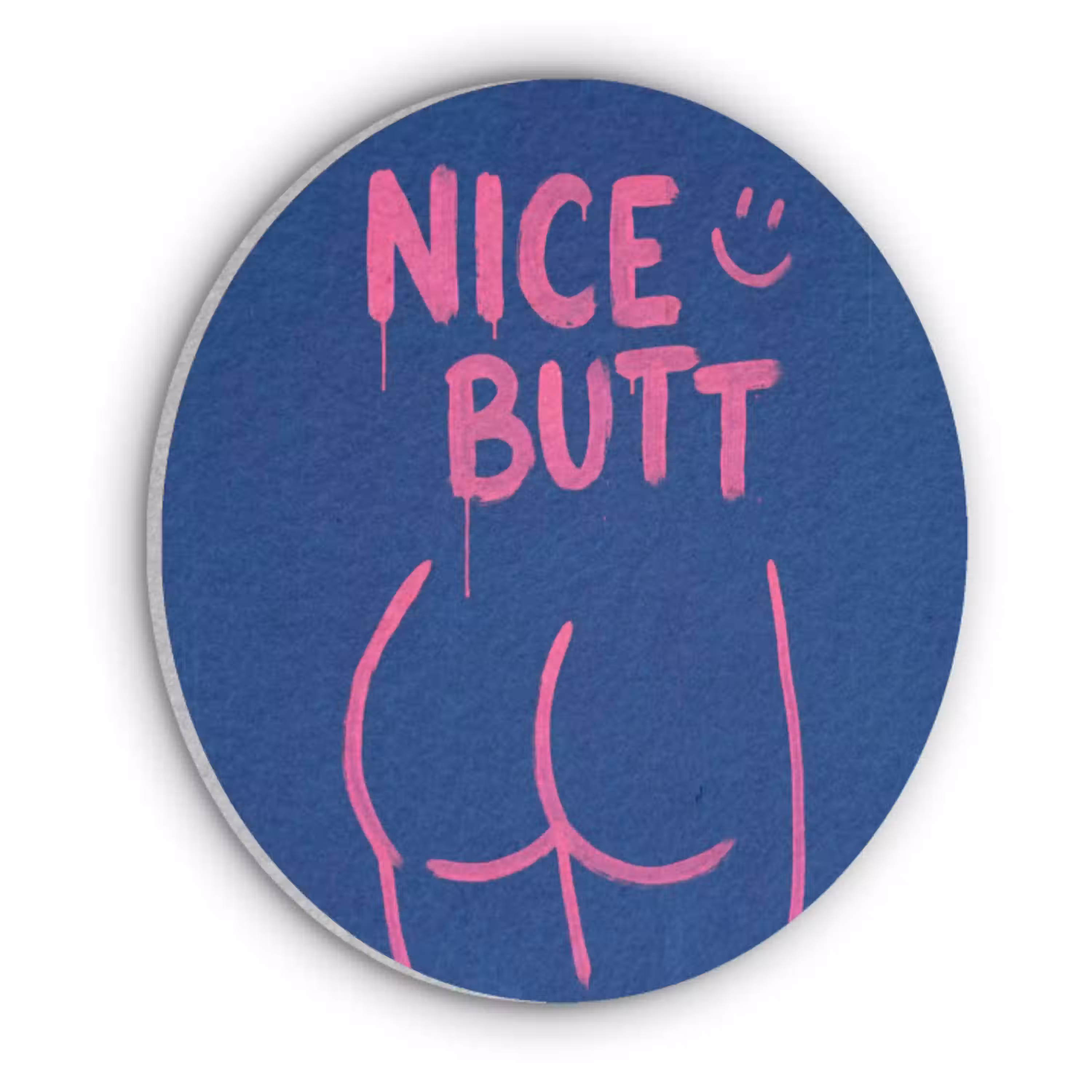 Brutaal - Grappig - Blauw Akoestische PET Vilt - Rond klein -3d