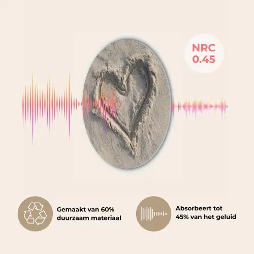 Hartvorm - Getekend - Beige - Zand Akoestische PET Vilt - Rond klein -USP_NL