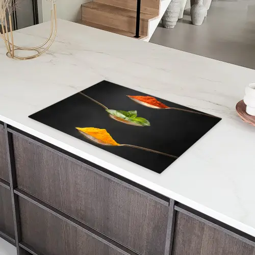 Kruiden - Lepel - Specerijen - Zwart - Italiaans Inductie beschermer vinyl 3mm klein -sfeer8