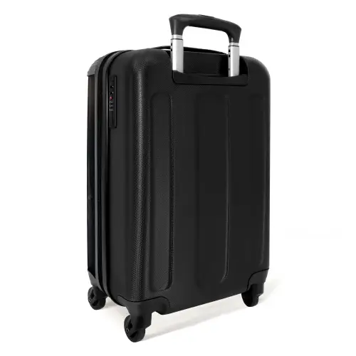 Zwart paard met witte bles en kleurrijke bloemen Koffer - NBS - Handbagage middel -achterkant