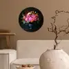 Quote - Bloemen - Vaas - Neon Wandcirkel behangsticker klein -sfeer1