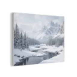 Sneeuwlandschap - Bergen - Rivier - Winter PET vilt klein -3d