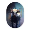 Stier - Zwart - Abstract - Horens Wandcirkel Ovaal Glas middel -3d