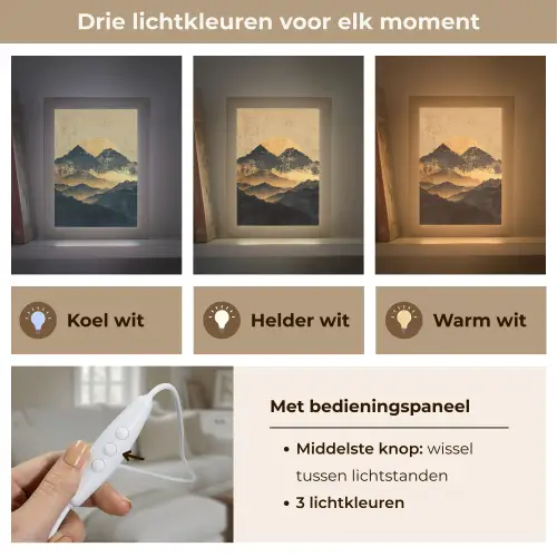 Gouden Bergen bij Maanlicht Light Box met kabel (Tafellamp) klein -USP_lichtkleurNL