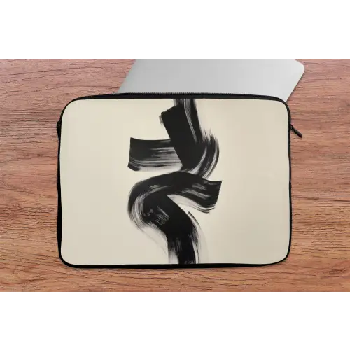 Strepen - Zwart - Abstract laptophoes neopreen klein -tafel