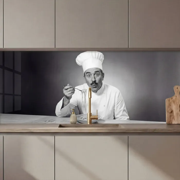 Chef - Spaghetti - Pasta keuken achterwand 2 middel zz_3dshopping