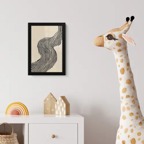 Golvend - Lijnen - Abstract - Silhouet fotolijst zwart zonder passe partout klein -usfeer4_kinderkamer