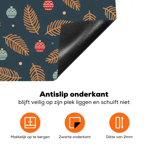 Patroon - Kerst - Symbolen - Donkerblauw Inductie beschermer vinyl 3mm klein 276 -zzzzzzz-td-onderkant