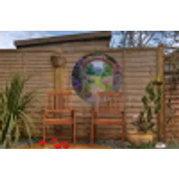 Doorkijk - Poort - Bloemen - Tuin Wandcirkel tuinposter met ringen klein -buiten3