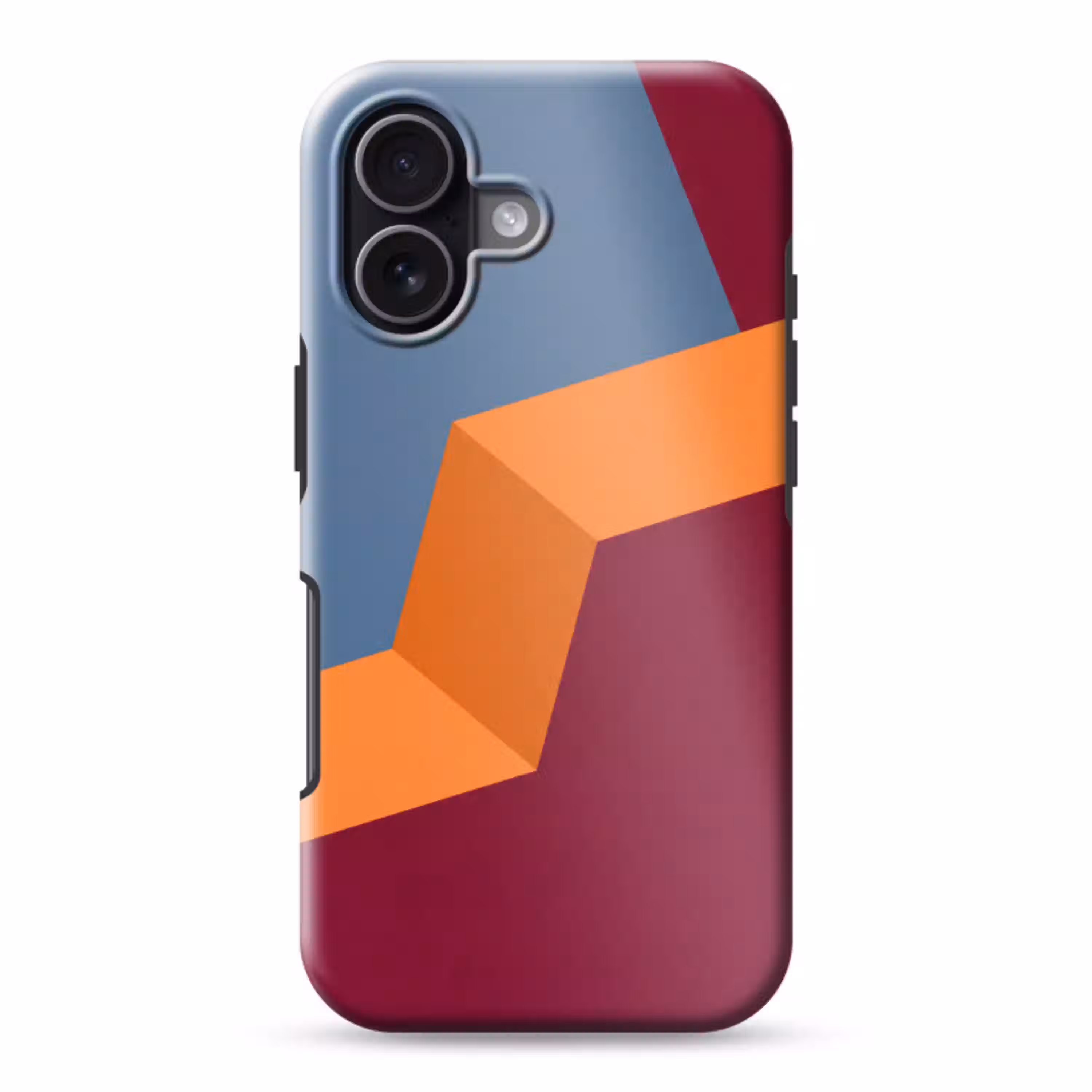Abstract - Vormen - Modern - Blauw - Oranje Toughcase MagSafe Apple iPhone 17 klein -3d