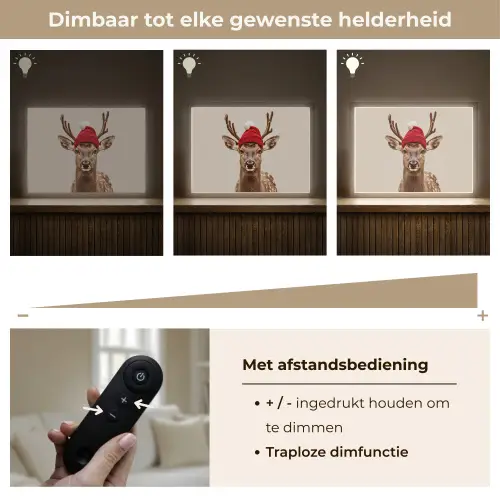 Hert - Kerst - Muts - Dieren - Winter - Grappig Light Box met batterij (Wandlamp) middel -USP_dimbaarNL