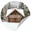 Huis - Bos - Winter - Natuur - Sneeuw Wandcirkel behangsticker klein -3d