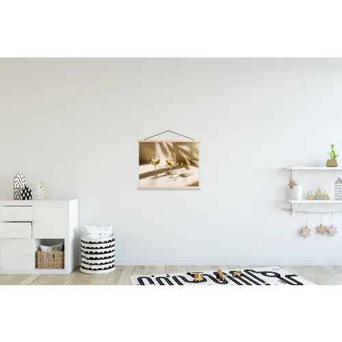 Wijn - Wijnglazen - Wit textielposter latten blank klein -kinderkamer