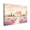 Lavendelveld - Huis - Paars Tuinposter op houten frame 2 cm dik klein -3d