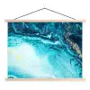 Marmerlook - Blauw - Goud - Luxe - Glitter - Marmer textielposter latten blank klein -3d