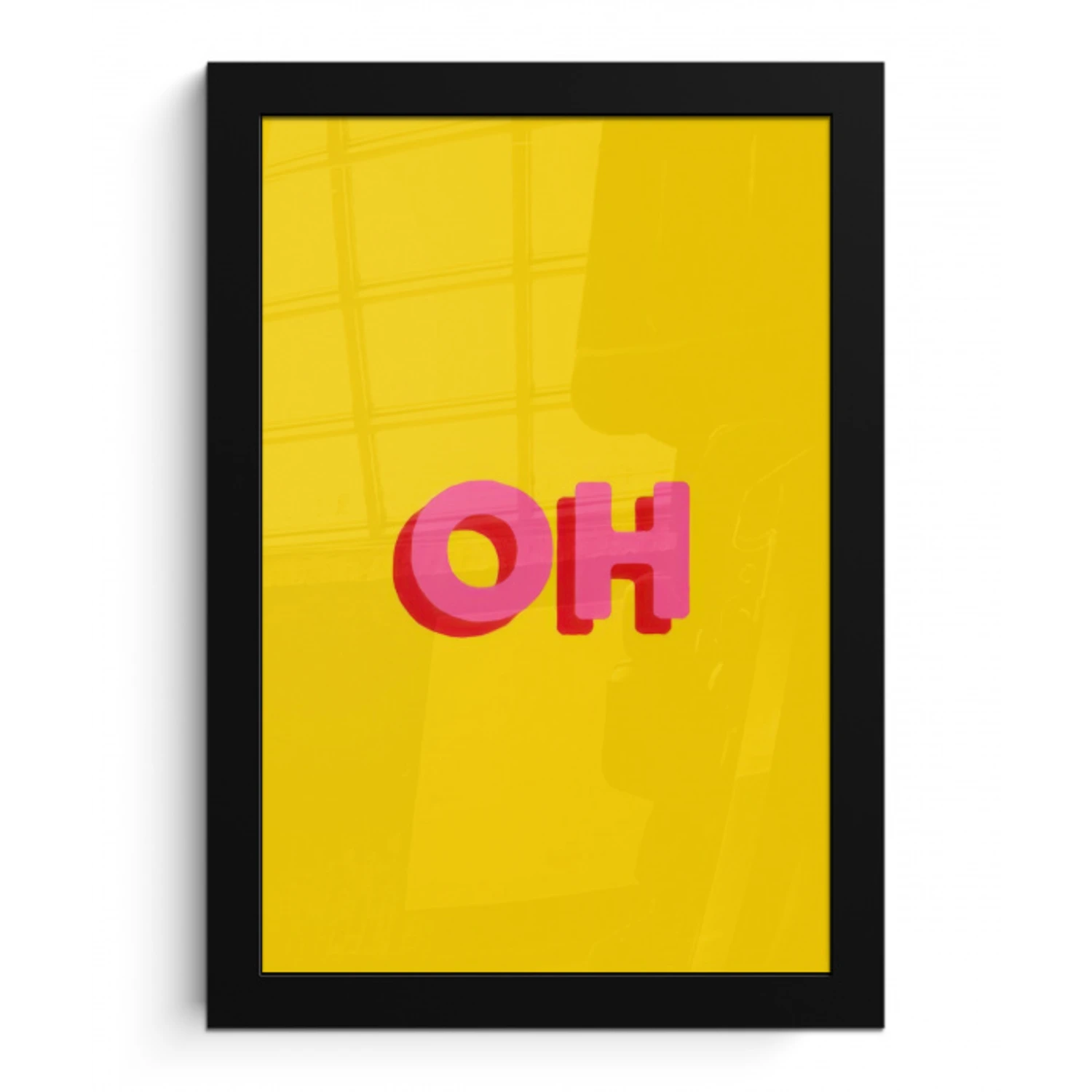 Geel - Roze - Oh - 3D fotolijst zwart zonder passe partout klein -3d
