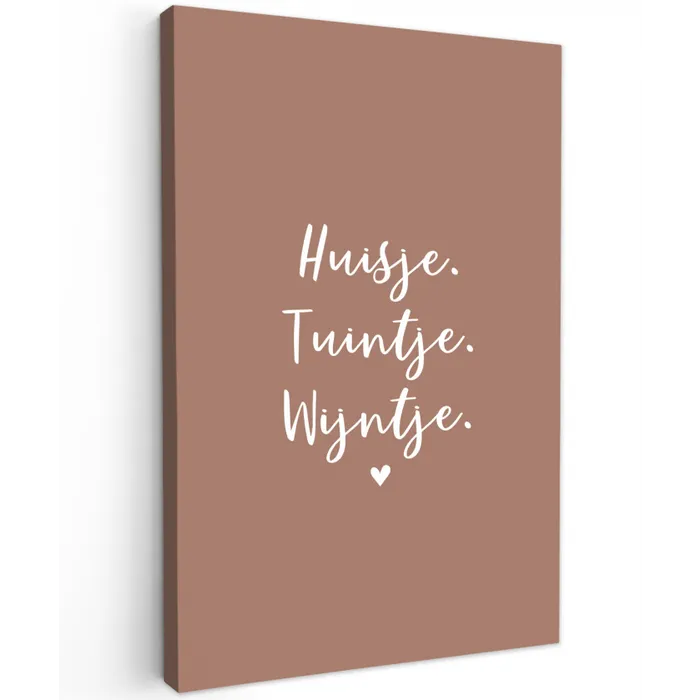 huisjetuintjewijntje-roze Tuinposter op houten frame 2 cm dik klein -3d