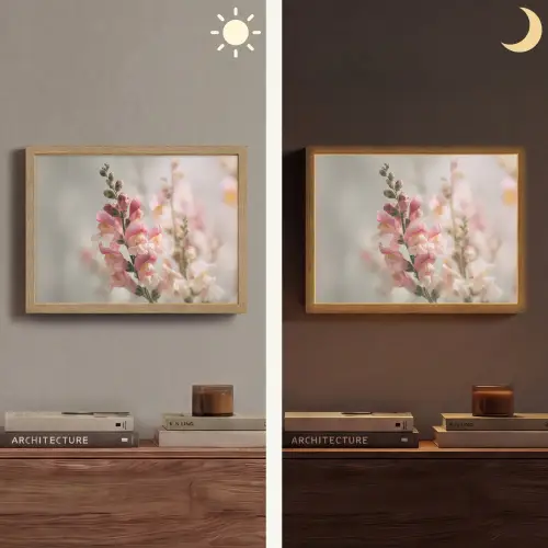 Bloem - Leeuwenbek - Roze - Stengel Light Box met batterij (Wandlamp) middel -sfeer3