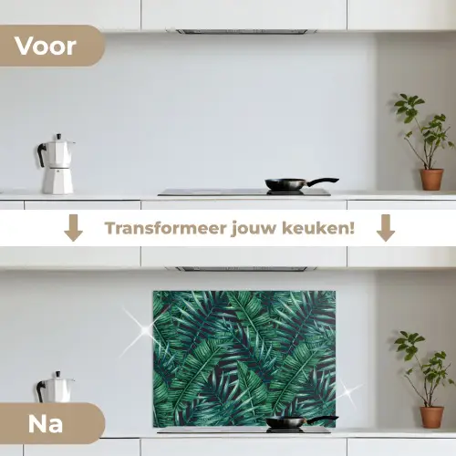 Jungle - Bladeren - Tropical keuken achterwand spatscherm middel -voor_na_NL