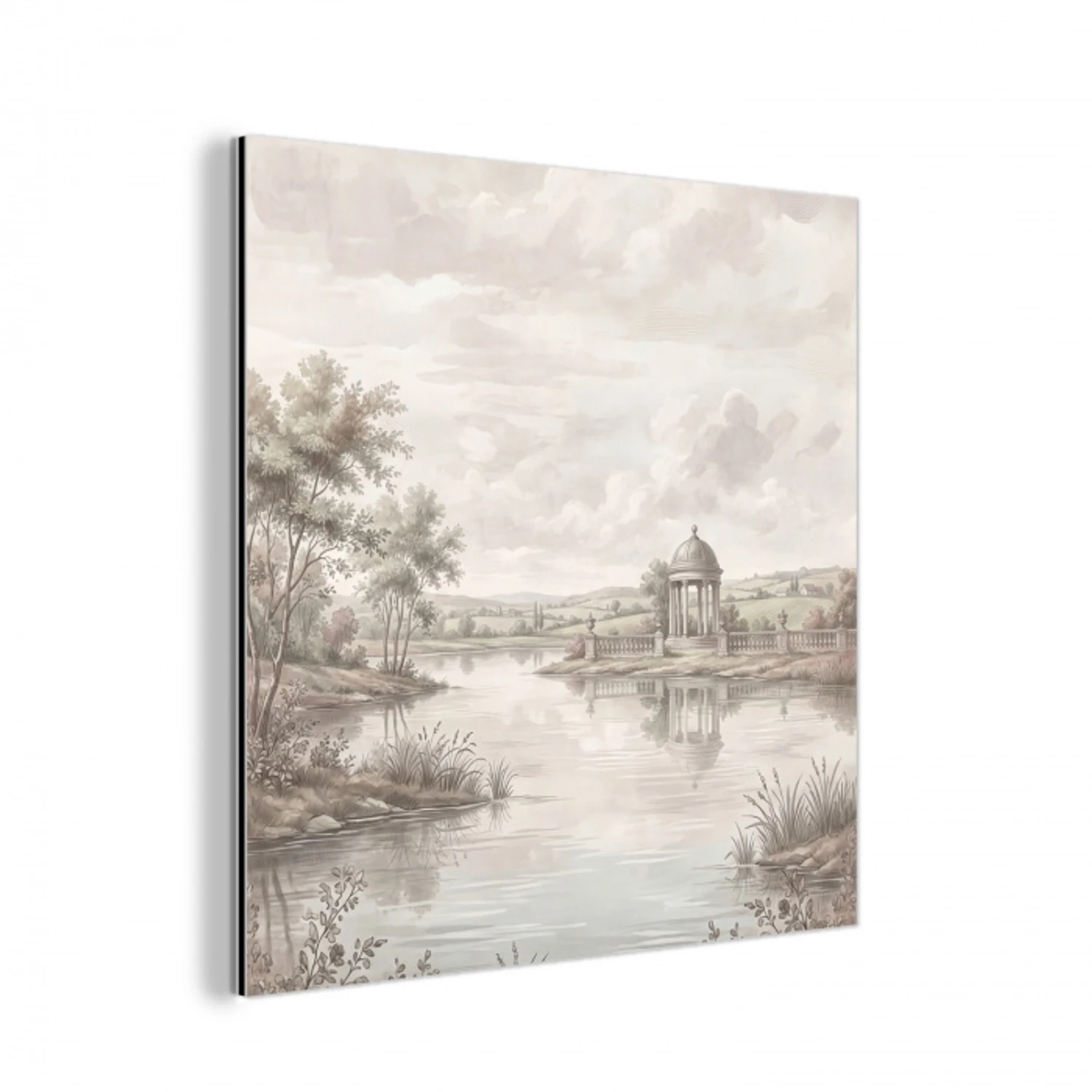 Landschap - Water - Natuur - Sepia aluminium wit klein -3d