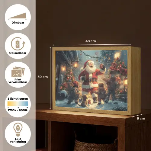 Kerstvreugde - Sneeuw - Kleurrijk Light Box met batterij (Wandlamp) middel -USP_websiteoverzichtNL
