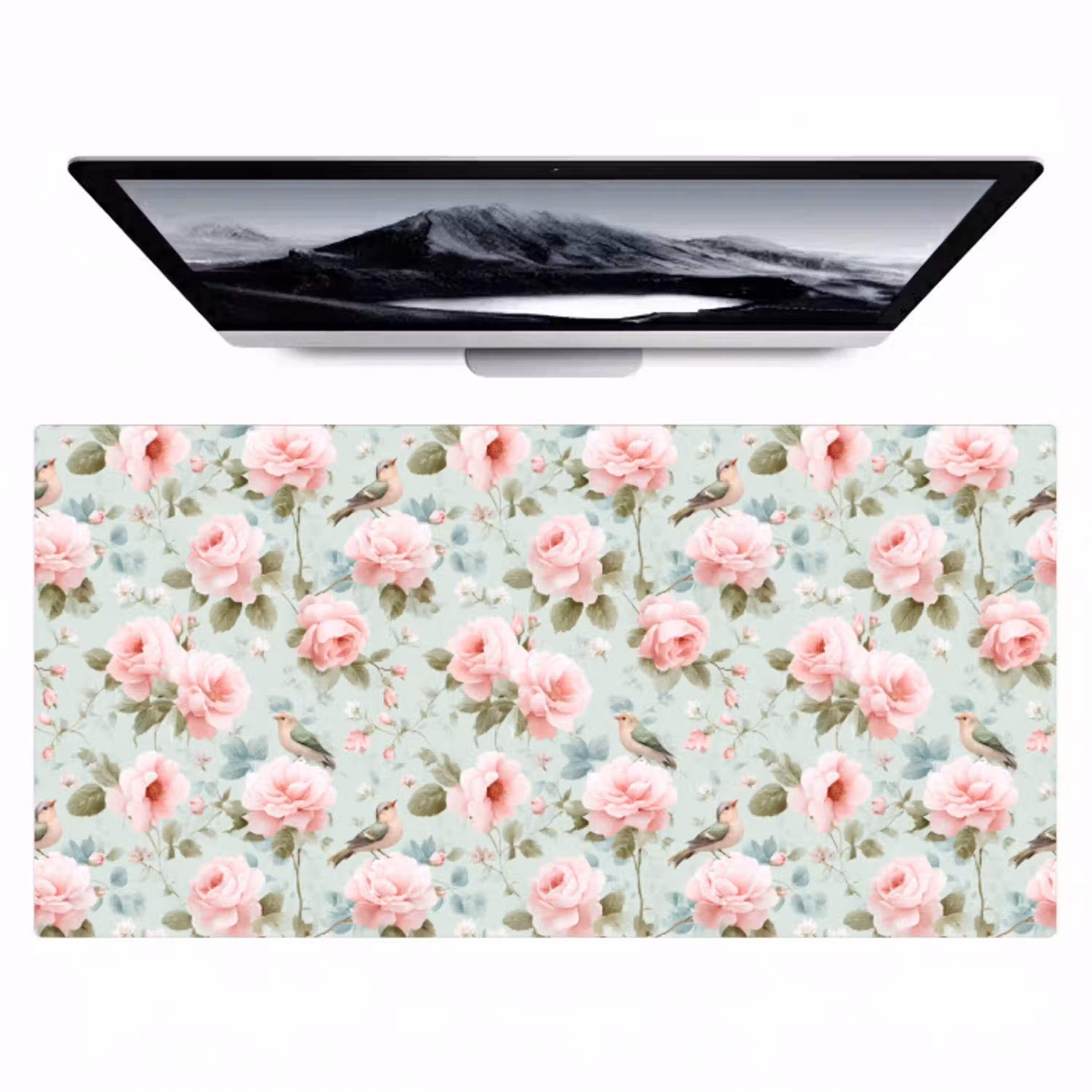 Rozen - Vogels - Pastel - Kleurrijk Muismat XXL klein 681 -zzz3d