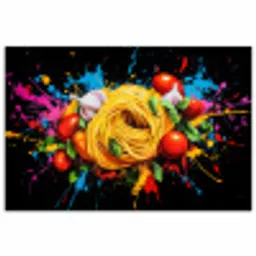 Spaghetti - Graffiti - Verf - Kleurrijk - Eten - Modern poster papier klein -3d