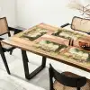 Houten bankje - Bloempotten - Landschap Placemat vinyl groot -zzsfeer4_Kitchenyeah-website