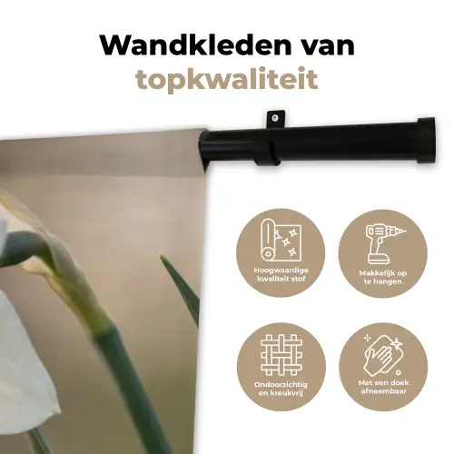 Narcis - Bloem - Minimalistisch Wandkleed katoen klein -sfeer2