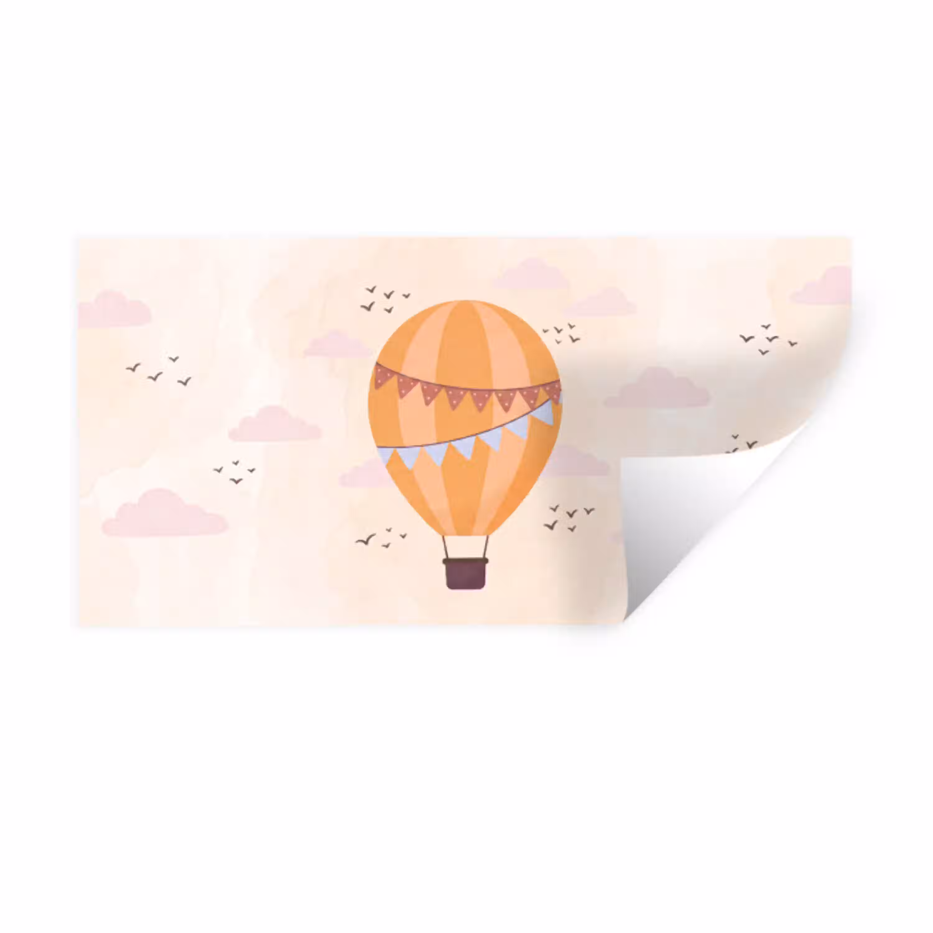 Luchtballon - Slingers - Avontuur - Illustratie - Oranje Muursticker klein -3d