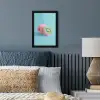 Kiwi - Blauw - Surrealistisch fotolijst zwart zonder passe partout klein -sfeer3