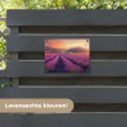 Lavendelveld - Quote - Zonsondergang tuinposter los doek klein -sfeer3
