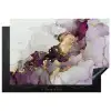 Marmer - Abstract - Goud - Paars Inductie beschermer vinyl 3mm klein -3d