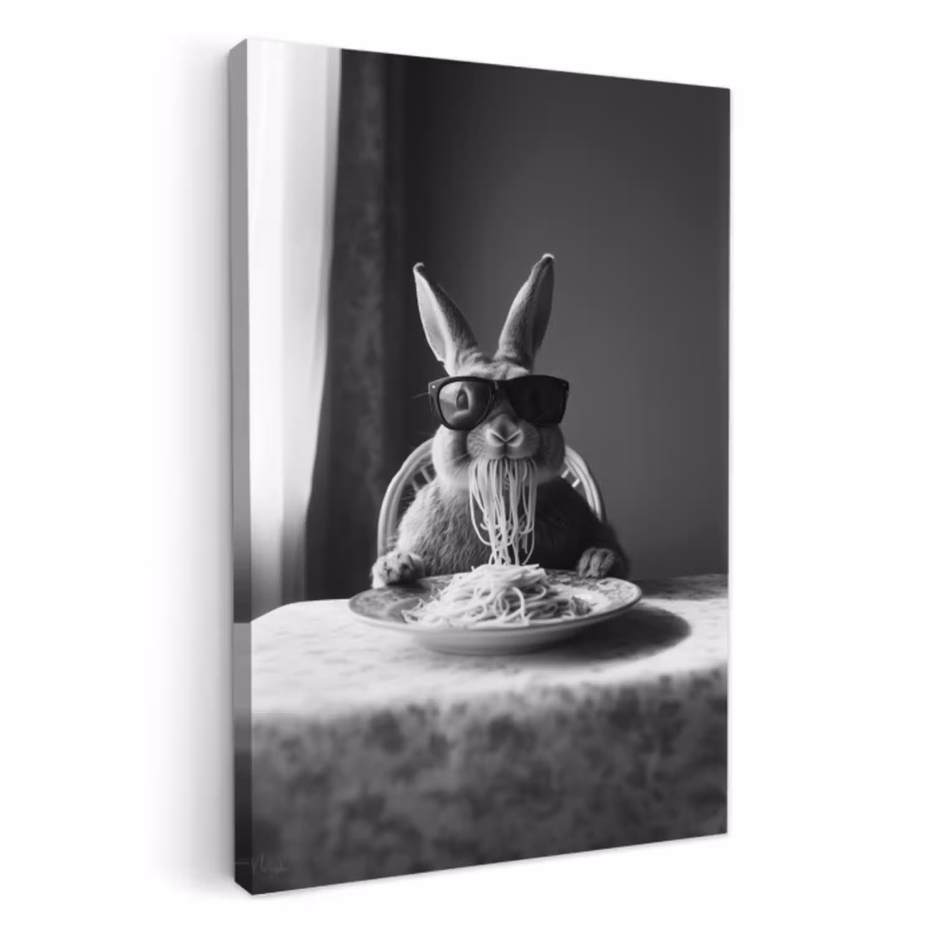 Konijn - Bunny - Zonnebril - Tafelkleed - Pasta - Schattig KitchenYeah - Keuken - Canvas klein -3d