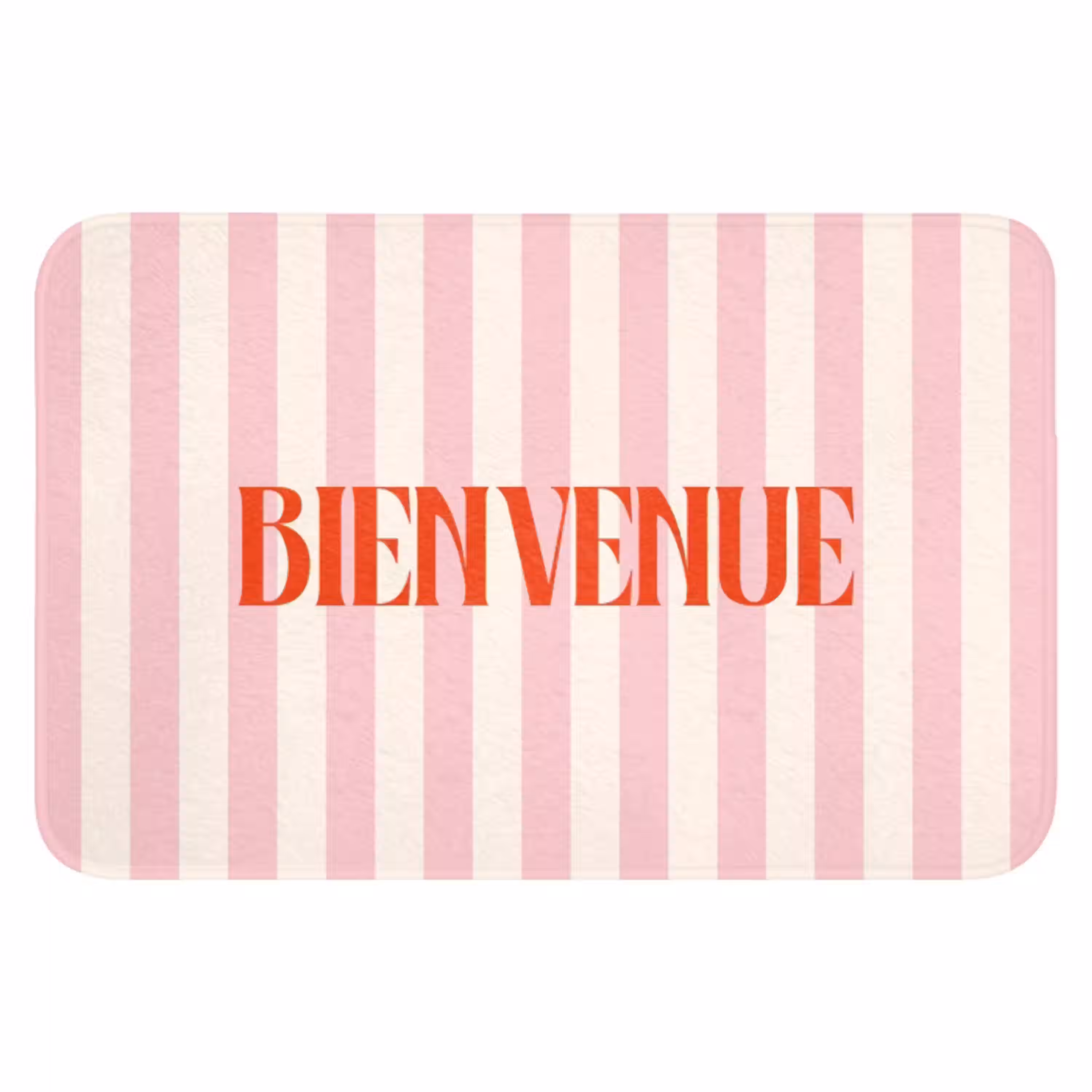 Zachtroze - Rood - Strepen - Bienvenue WCmat klein -3d