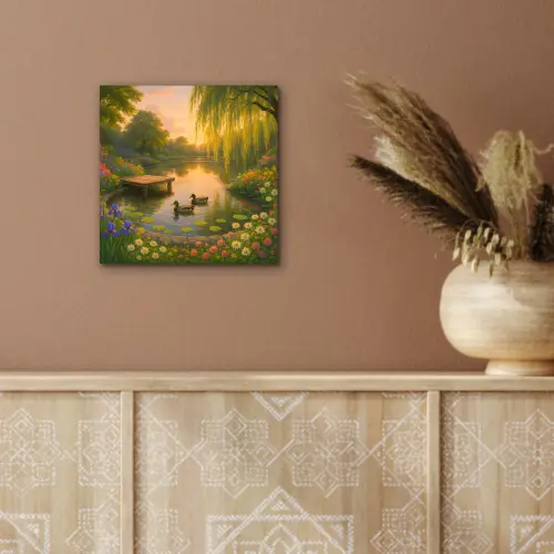 Eenden - Vijver - Bloemen aluminium wit klein -sfeer4