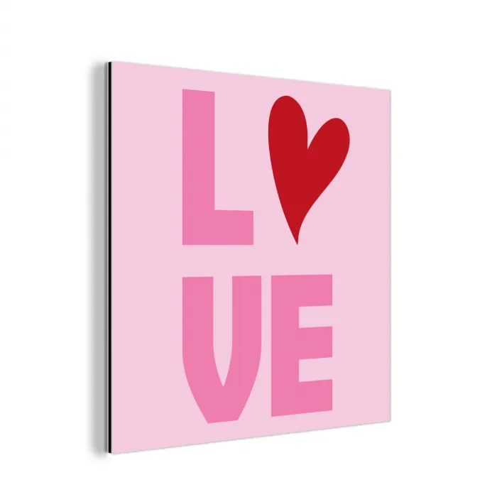 Love - Roze - Hart - Valentijn aluminium wit klein -3d