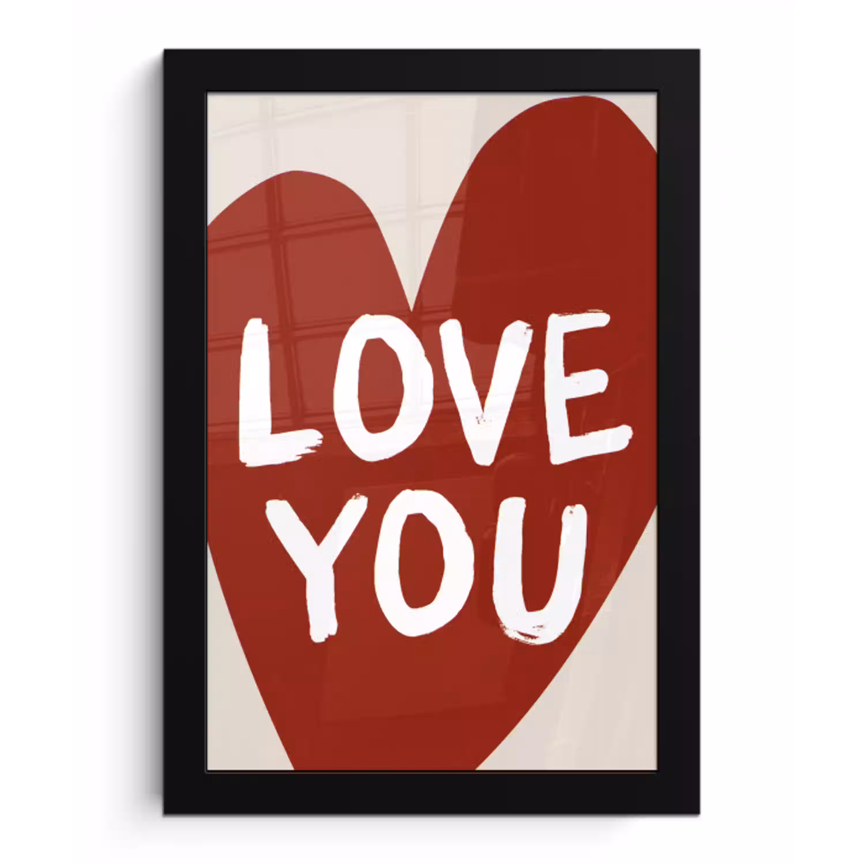 Loveyou - Hart - Rood fotolijst zwart zonder passe partout klein -3d