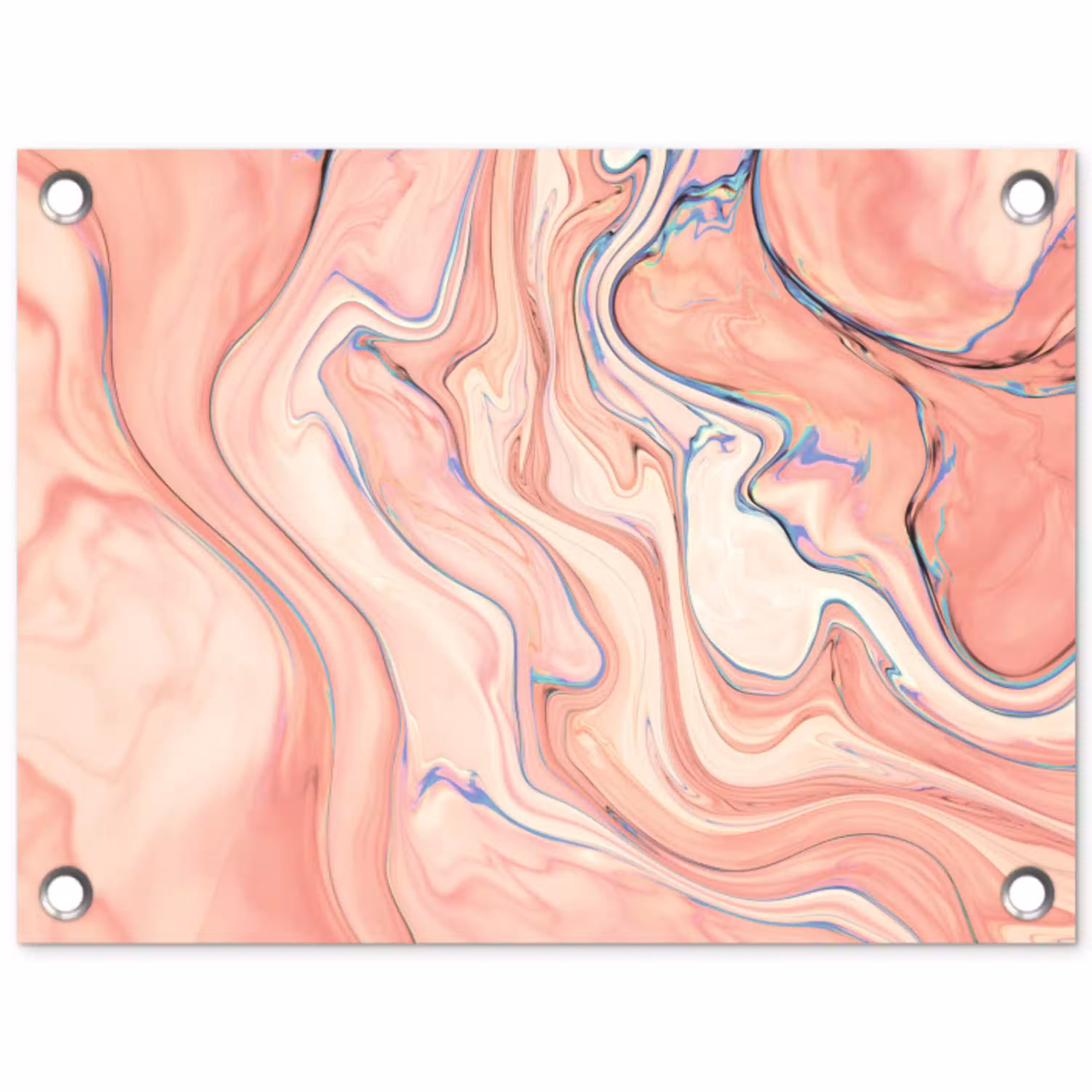 Marmer - Pastel - Roze - Blauw - Marmerlook - Abstract tuinposter los doek klein -3d
