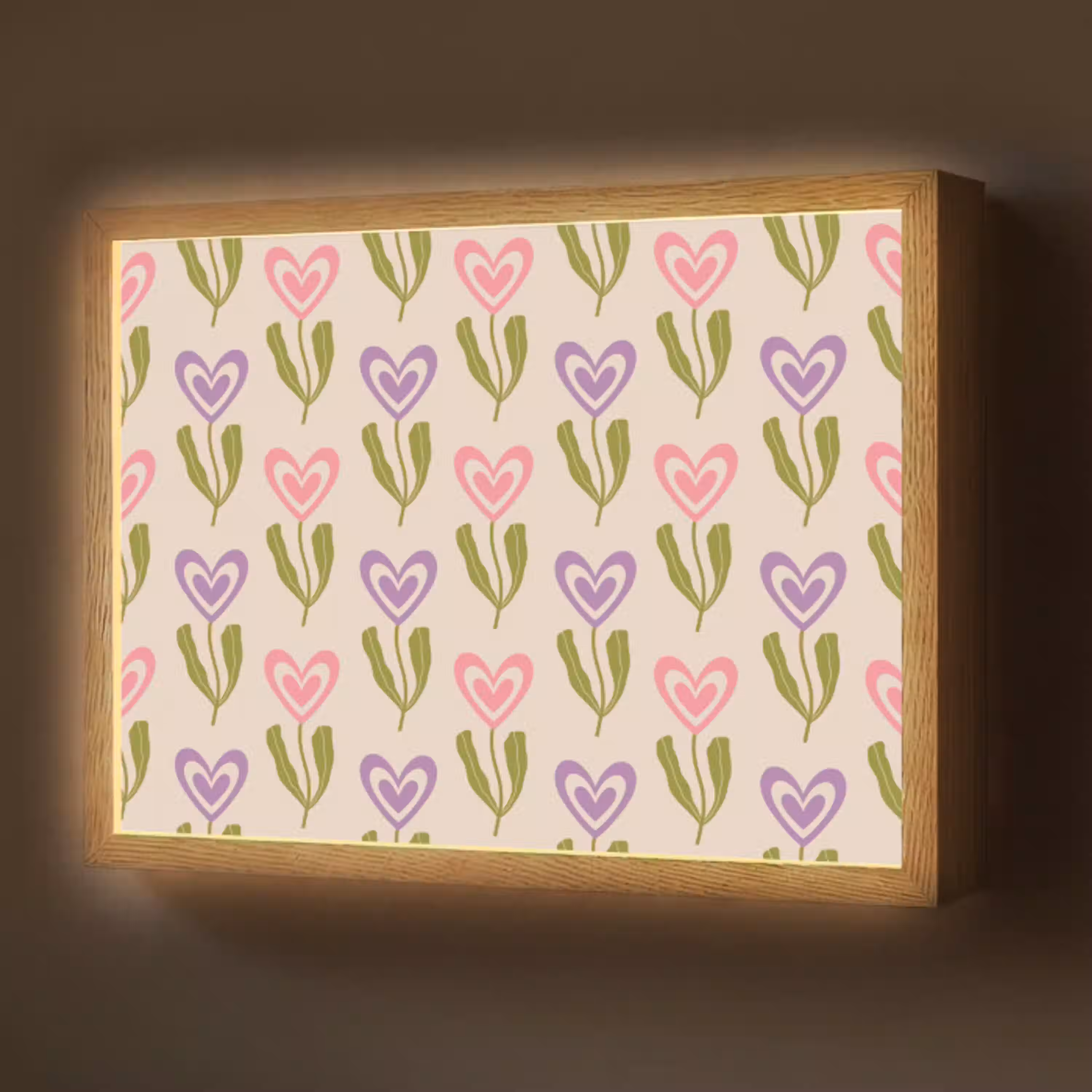 Bloemen - Hartjes - Patroon Light Box met batterij (Wandlamp) middel 907 -z3d_website