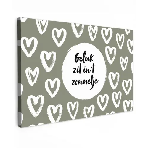 Tekst - geluk zit in 't zonnetje - Quotes - Geluk - Zon Tuinposter op houten frame 2 cm dik klein -3d