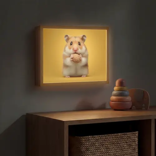 Hamster - Nootje - Geel - Knaagdier Light Box met batterij (Wandlamp kind) middel -sfeer5_kind