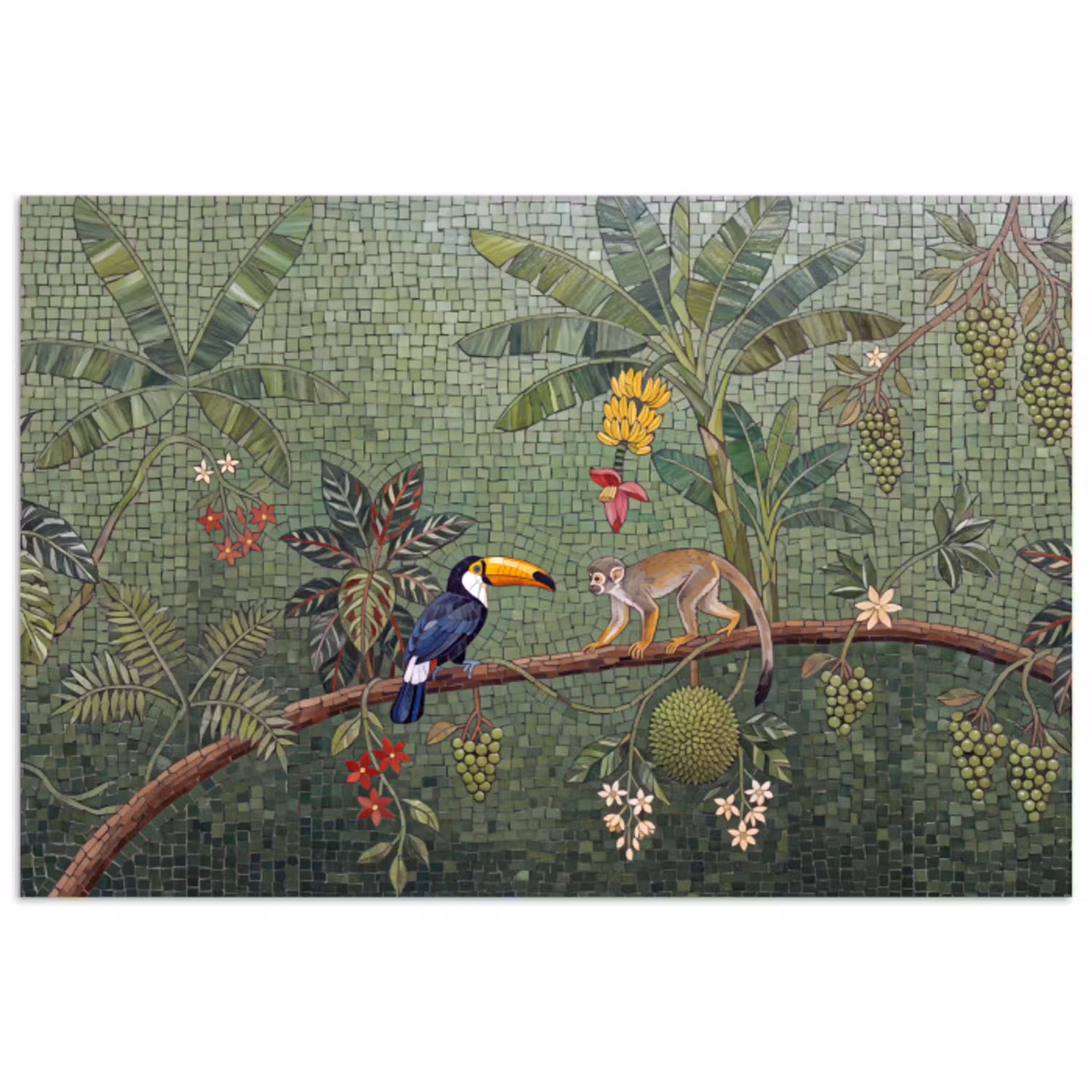 Vogel - Dier - Jungle - Mozaïek - Natuur poster papier klein -3d