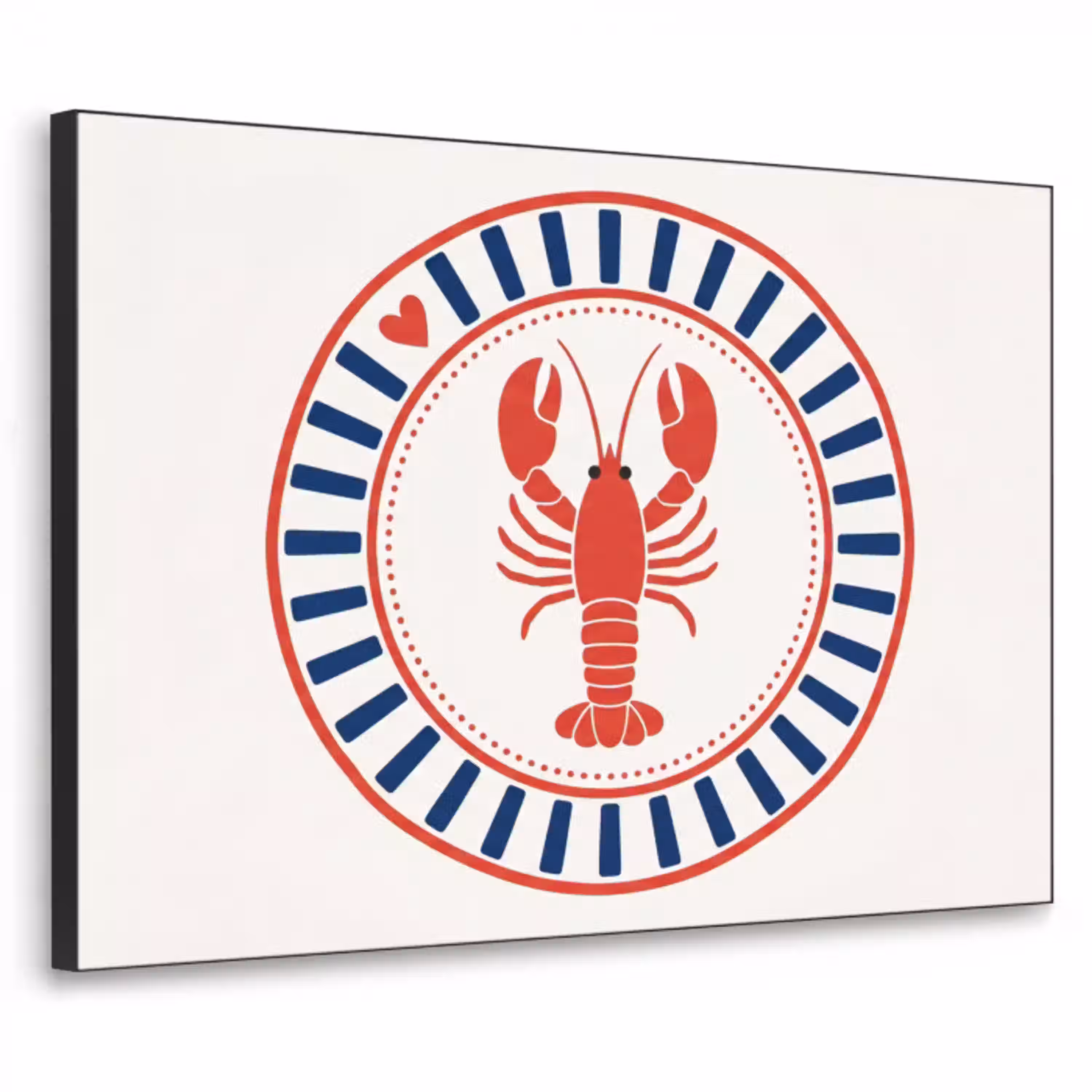 Zeeleven - Kreeft - Embleem - Grafisch - Rood Textielframe zwart klein -3d